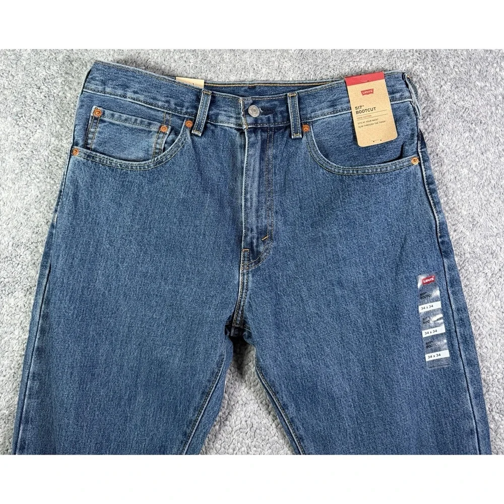 NWT Levis 517 Jeans Mens 34x34 Blue Bootcut Cowboy Rodeo Medium Wash Denim Jeans